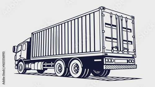 Truck for Transport: a graphic illustration of the truck transporting goods, which has the power of strength and the spirit of diligence