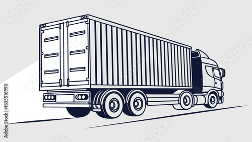 Freight Transport Concept: A detailed illustration showcasing the robust design of a heavy-duty freight truck, poised for long-distance transportation.