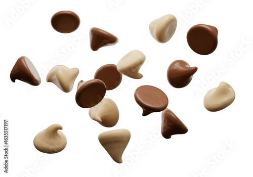 Isolated Photo of Assorted Chocolate Chips on Transparent Background