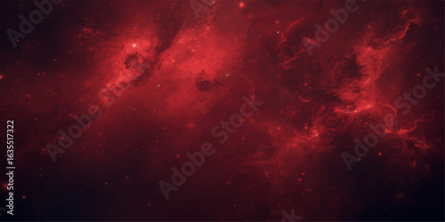 An illustration of a dark, fiery red and black space with motion, texture, and bright, explosive smoke