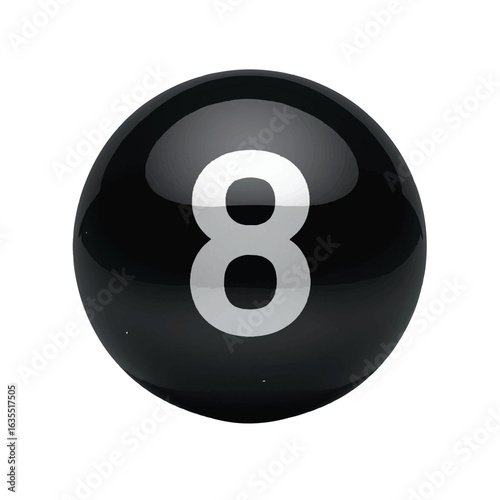 Black Eight Ball from a Billiards Pool Game on White snooker sport