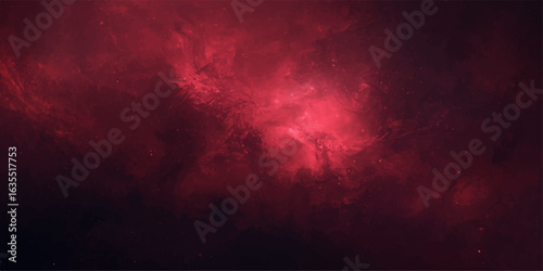 Fiery red grunge texture with a dark stormy sky and a single ray of light