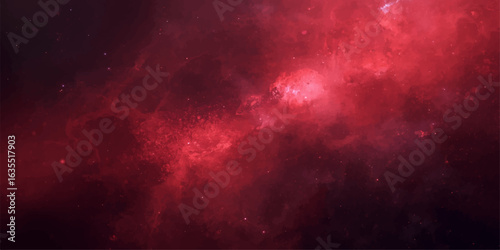 An abstract red background with a light smoke texture and glowing particles creating a dark space galaxy design
