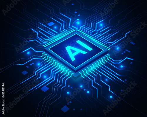 	
Geometric background and high tech circuit board connection system