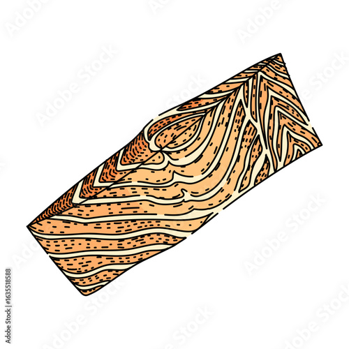 baked fish fillet sketch hand drawn vector