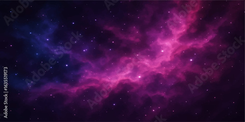 Abstract starry space background with deep blue nebula