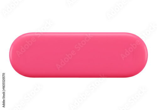 Isolated Pink Rounded Rectangle Button Element On Transparent Background
