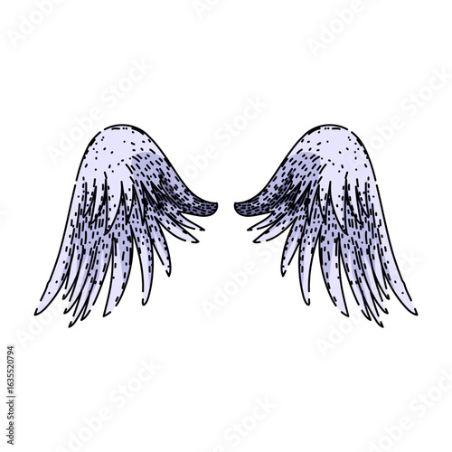 flight wings sketch hand drawn vector