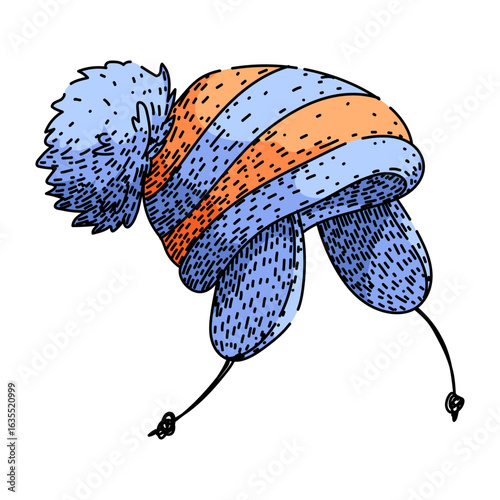 cap winter hat sketch hand drawn vector