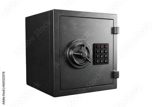 Isolated Metallic Safe on a Black Background Illustration