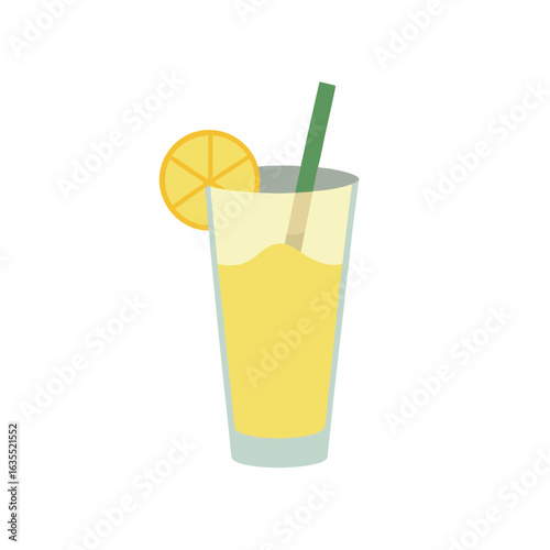 Glass of lemonade watercolor art on white background for summer drink or citrus beverage