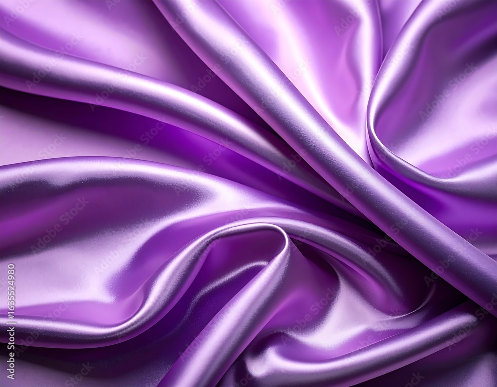Fototapeta premium Luxurious, flowing purple silk fabric with soft folds and highlights