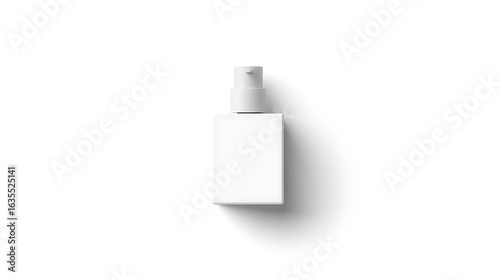 Simple design hand sanitizer bottle with pump on white background, photographed with 50mm lens, centered composition and soft lighting enhancing material clarity