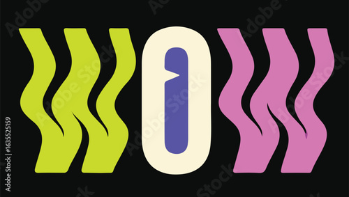 Colorful Trendy Retro Sticker Pack – 90s-Inspired Fun Icons and Phrases. Catchphrase sign, Groovy text slogan. Geometric element. Brutalism aesthetic. Flat vector illustration.