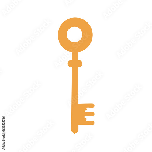 Old fashioned key watercolor painting with white background for vintage or mystery art