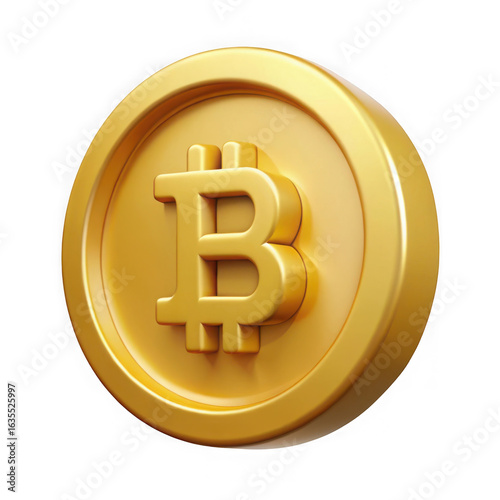 Golden Bitcoin Symbol Coin cryptocurrency isolated on a transparent background