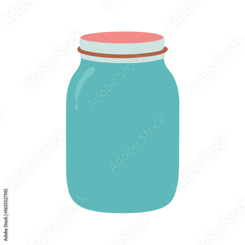 Watercolor mason jar with clean white background for rustic farmhouse and food themes