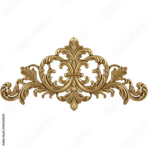 Ornate Gold Decorative Flourish with Fleur de Lis Motif antique architectural