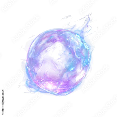 Glowing mystical energy orb floating in the air, isolated on transparent background