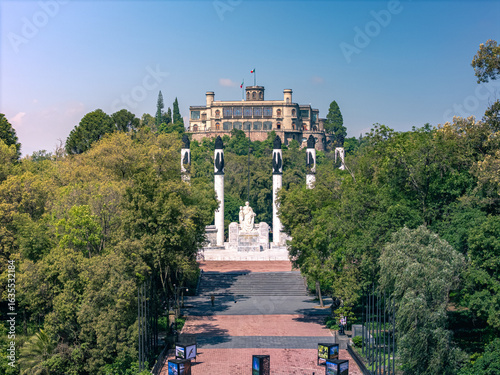 Chapultepec Castle and child Heroes Monument in Mexico City