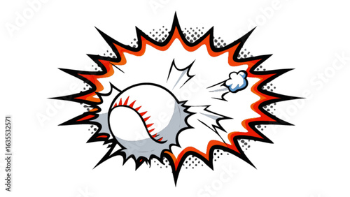 Baseball hitting with impact graphic illustration for sports design and comic book style elements art