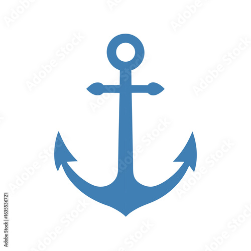 Minimal anchor icon in watercolor with white background for nautical ocean or travel design