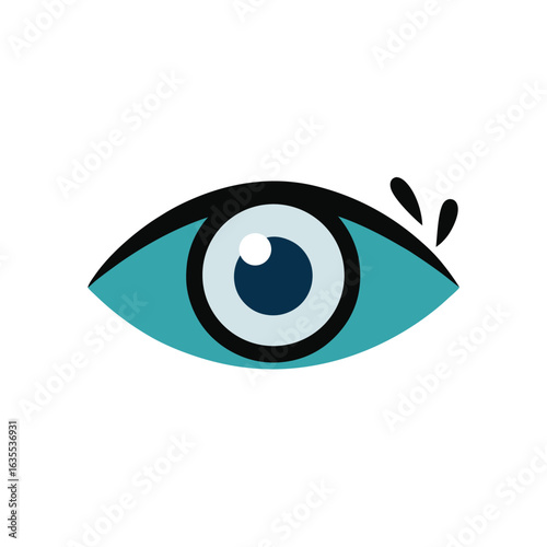 Watercolor single eye design with white background for optical medical or mystical themes