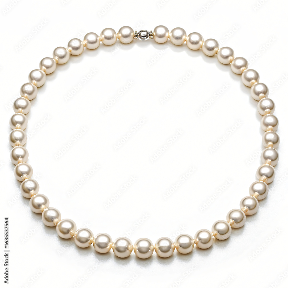 Fototapeta premium Elegant pearl necklace isolated on white background
