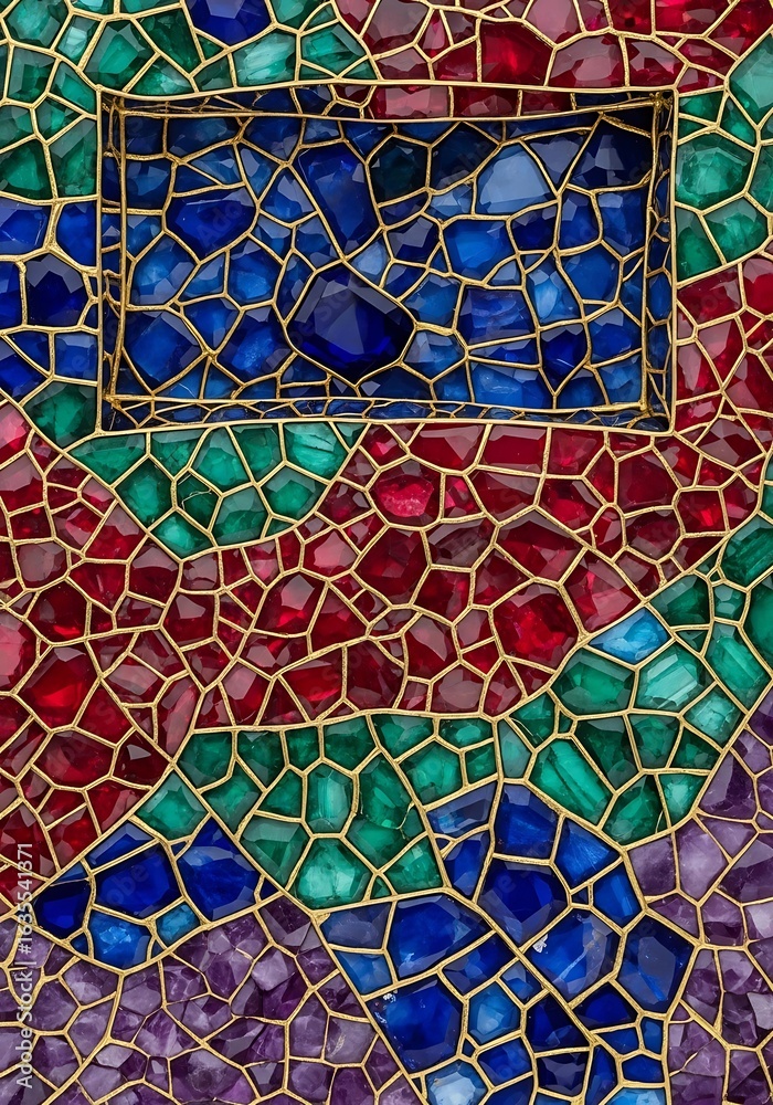 Fototapeta premium Iridescent fragments create a captivating kaleidoscopic mosaic of vibrant jewel tones