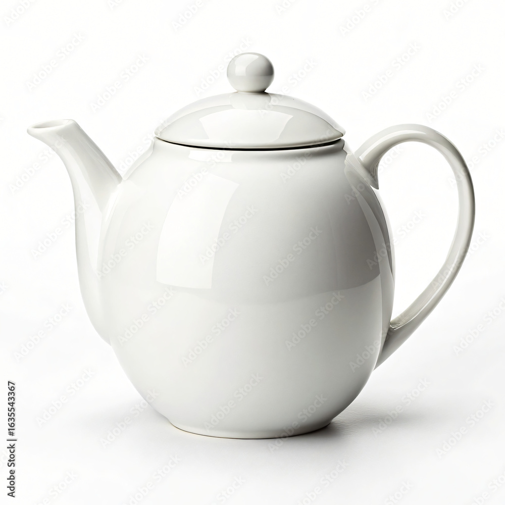 Fototapeta premium White ceramic teapot isolated on white background