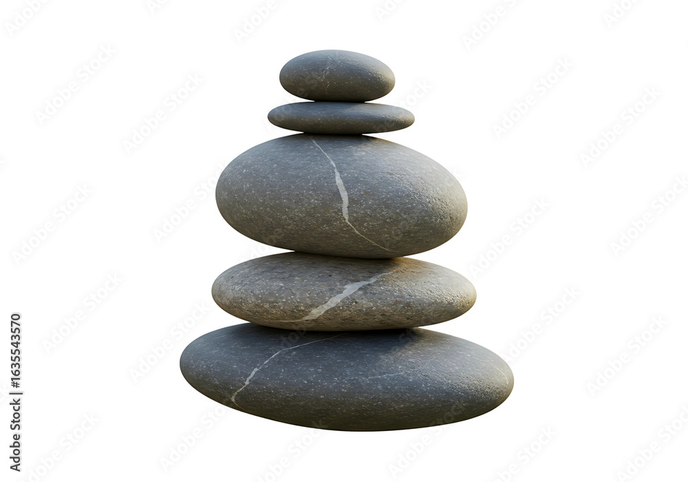 Balanced stack of smooth gray stones on a transparent background isolated on transparent background Balanced stack of smooth gray stones on a transparent background isolated on transparent background