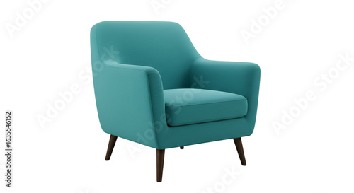 Isolated Teal Armchair On Transparent Background Realistic Photo