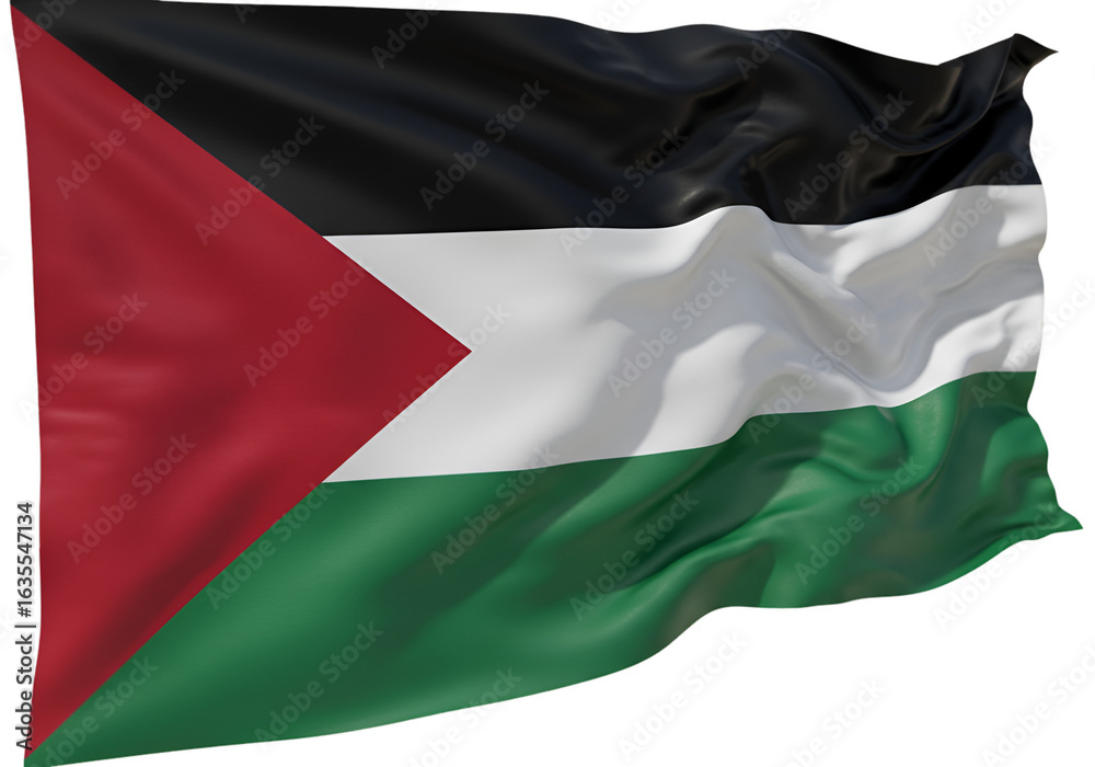 Obraz premium Palestinian Flag Waving on Transparent Background a National Symbol Representation