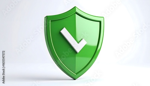 Free Download Glossy green shield with white checkmark, isolated on white background - GFXLoad