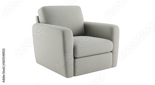 Isolated White Chair with Textured Fabric on Transparent Background