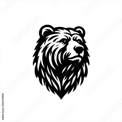 Stylized black and white bear head logo design