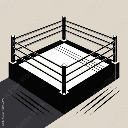 Isometric boxing ring with dramatic shadows