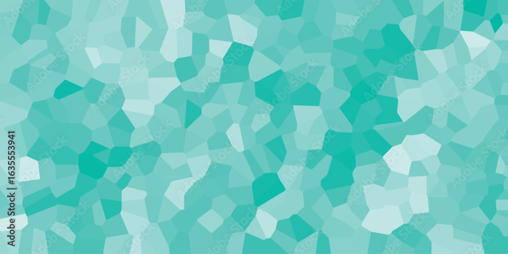 Obraz premium Abstract geometric teal mosaic background featuring irregular polygon shapes in various shades of turquoise creating a modern design