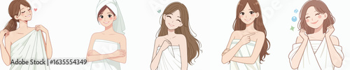 vector of a woman wearing a towel after taking a shower