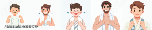 vector of a man wearing a towel after taking a shower