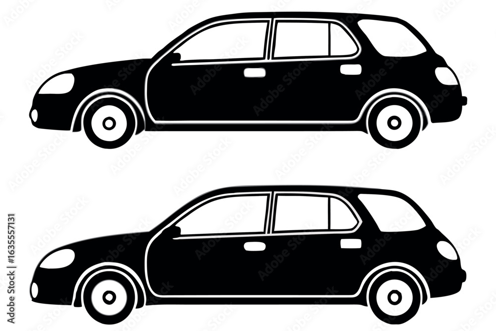 Fototapeta premium Compact car side profile illustration with vibrant colors