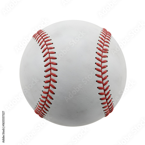 Realistic Baseball Isolated On White Background Close Up View Detail