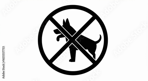 Elegant Black Silhouette of a dog ban and there is a fierce dog Minimalist Vector Illustration