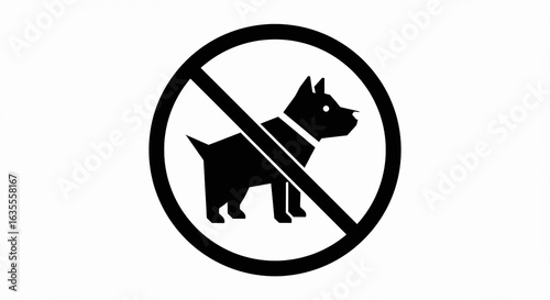 Elegant Black Silhouette of a dog ban and there is a fierce dog Minimalist Vector Illustration