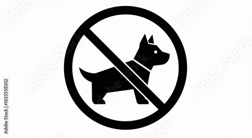 Elegant Black Silhouette of a dog ban and there is a fierce dog Minimalist Vector Illustration