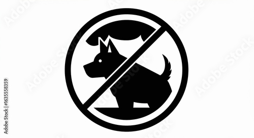 Elegant Black Silhouette of a dog ban and there is a fierce dog Minimalist Vector Illustration