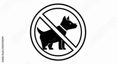 Elegant Black Silhouette of a dog ban and there is a fierce dog Minimalist Vector Illustration