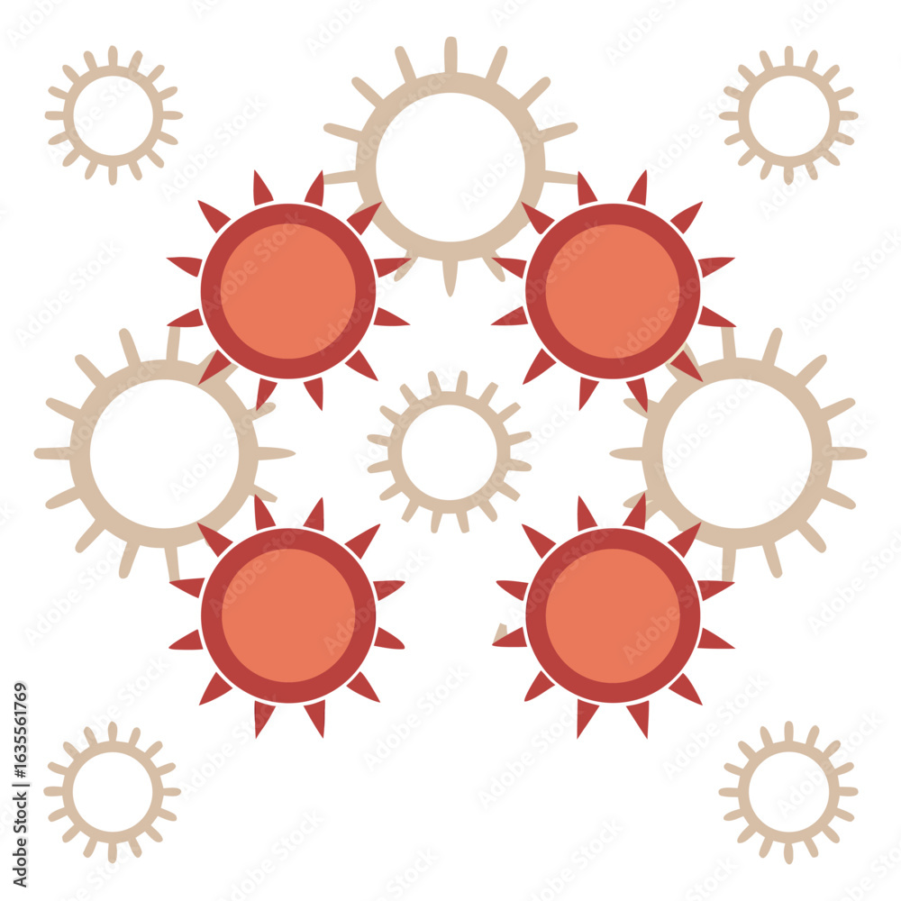 Fototapeta premium Illustration of a virus battling the immune system in a flat design style