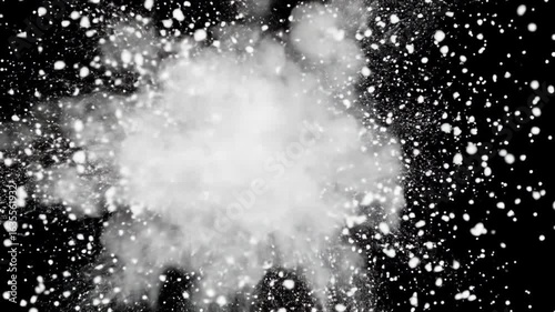 Dramatic White Powder Explosion Against Black Background Detailed Texture Dynamic Effect Isolated On Black For Graphic Resources and Special Effects