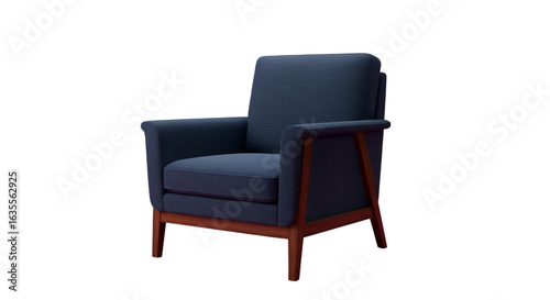 Modern Blue Armchair Isolated on Transparent Background Illustration